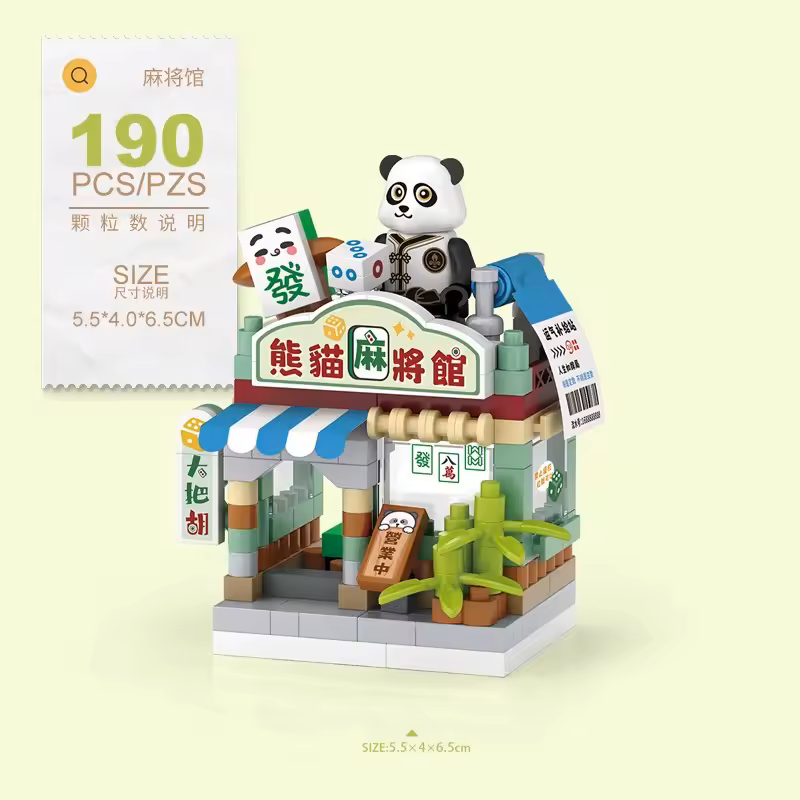 Casa de Mahjong Panda Armable – Set de Bloques Decorativos de 190 Piezas