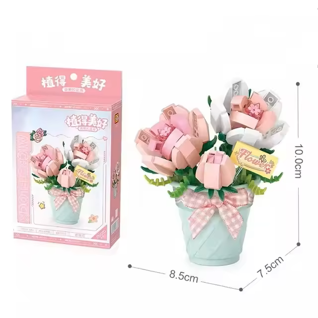 Set de Bloques Armables Decorativos  Flores en Maceta DIY