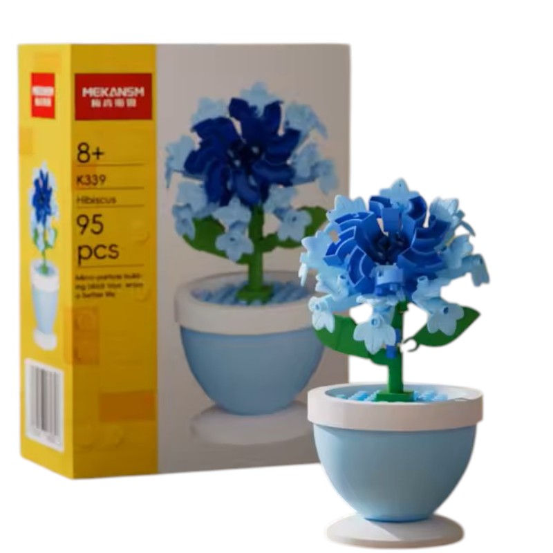 Flor Azul Armable en Maceta – Set de Bloques Decorativos de 95 Piezas imagen 1