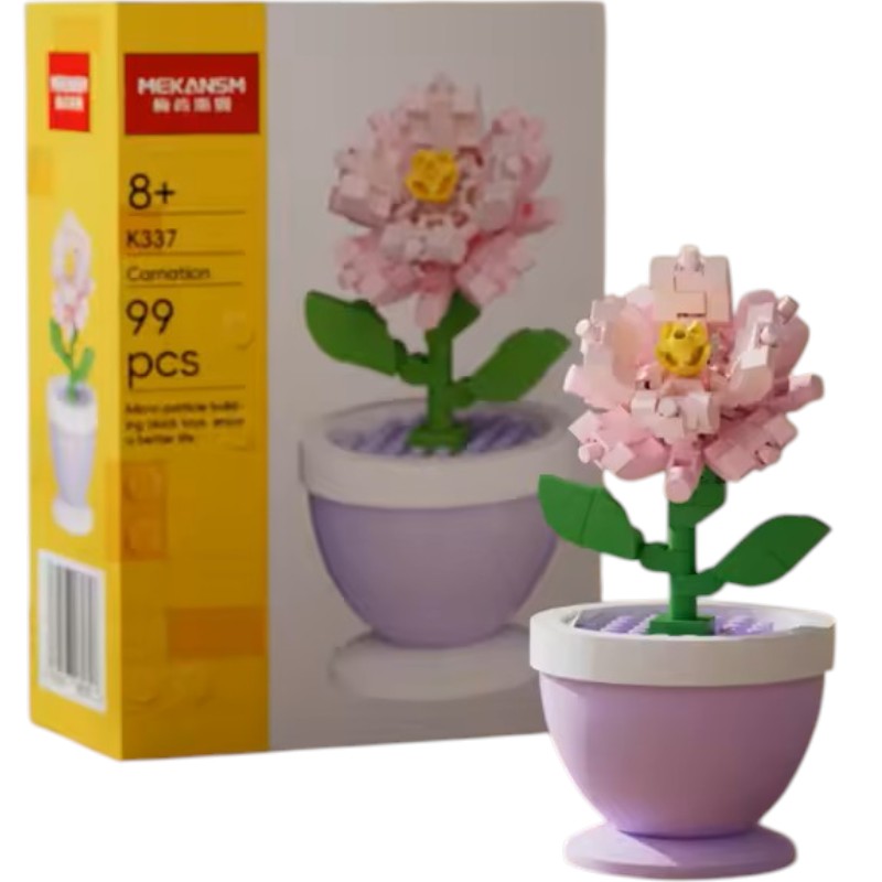 Flor Rosa Armable en Maceta – Set de Bloques Decorativos de 99 Piezas imagen 1